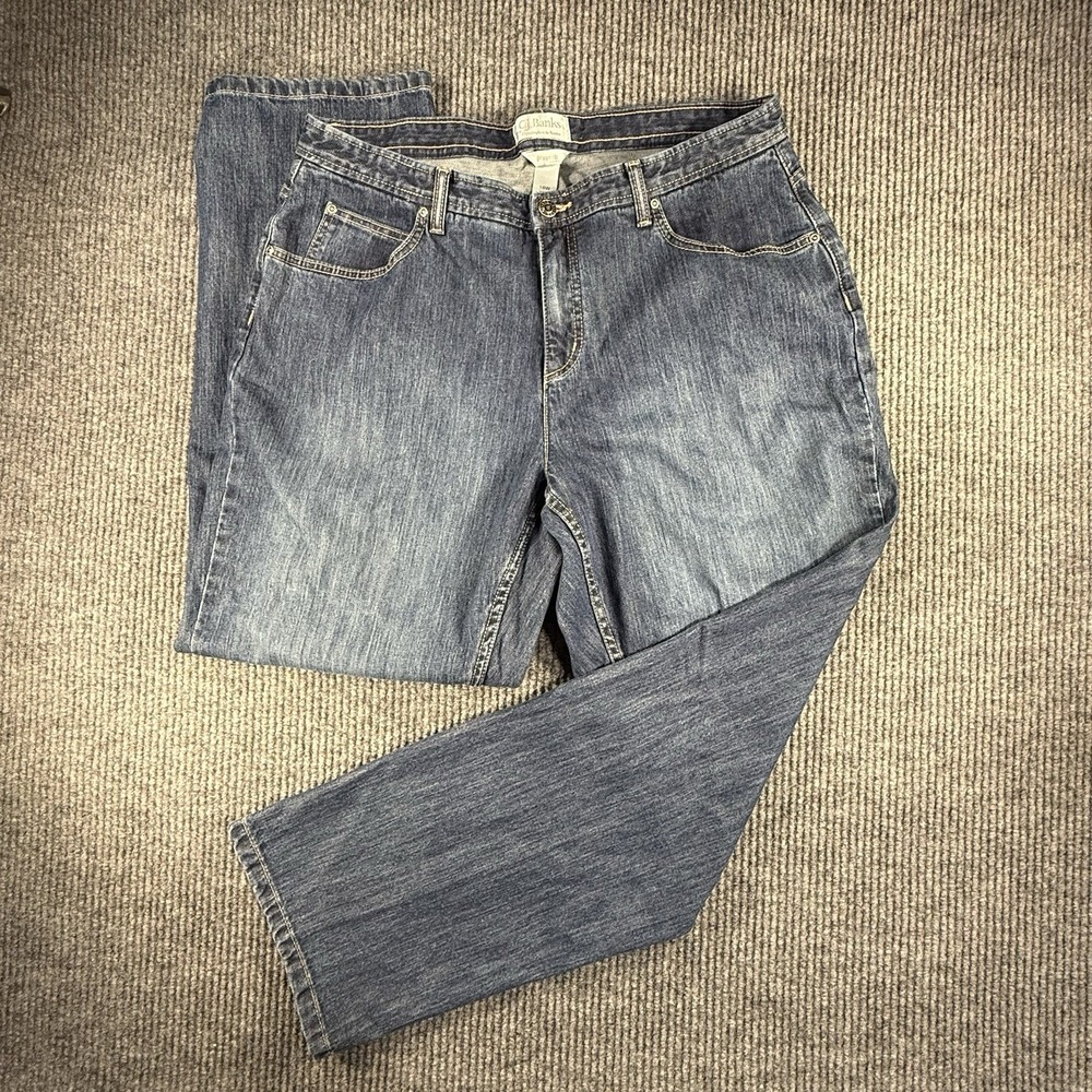 CJ BANKS Women's 16 Stretch Denim Jeans Dark Wash Plus Size Tummy Control